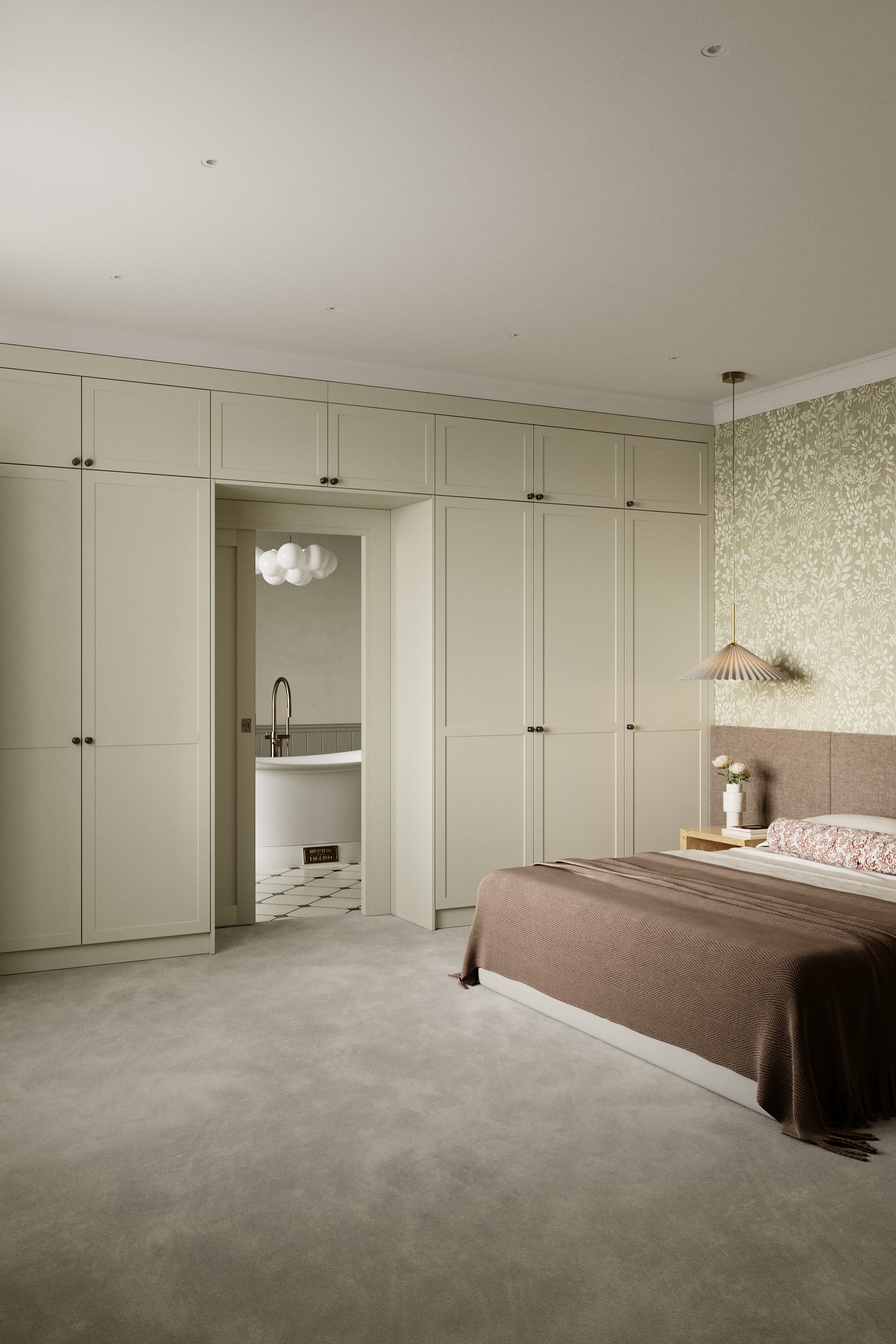 Shaker walk-in wardrobe cabinetry photographed in a completed project