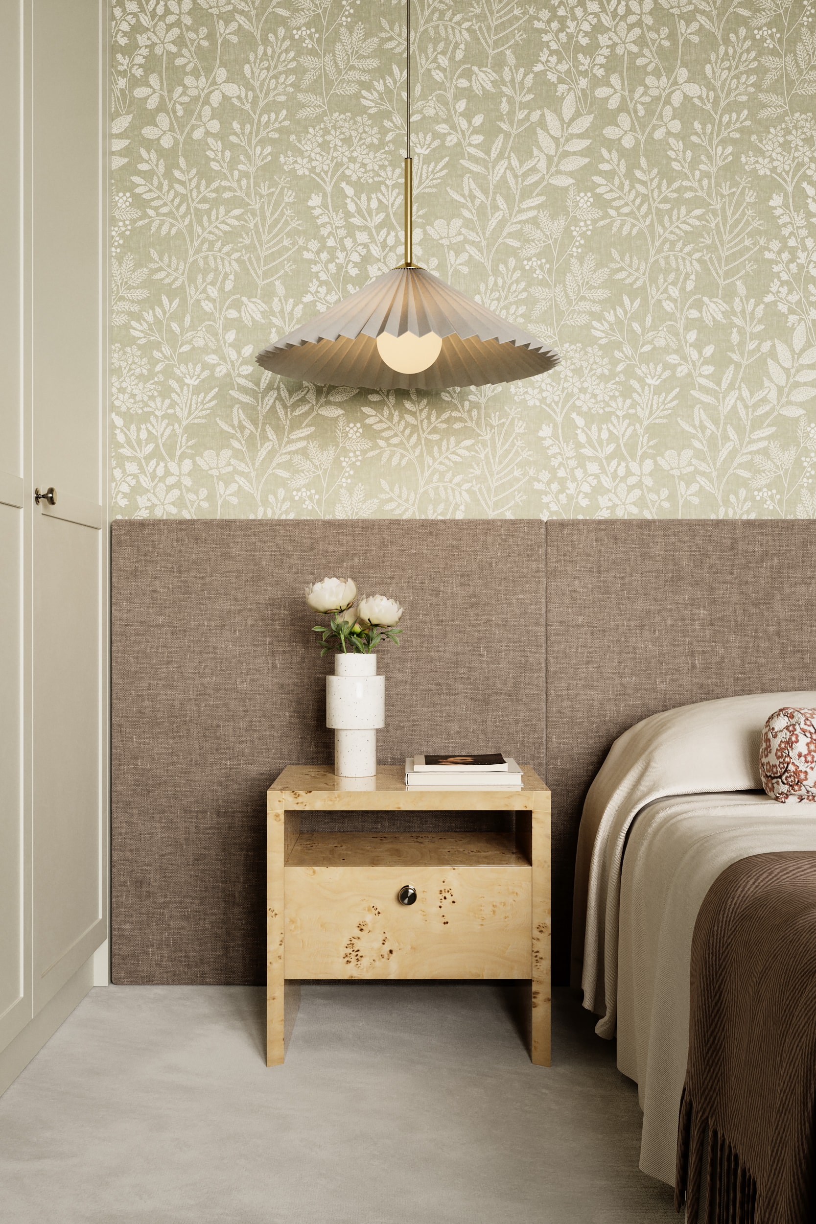 Spray-painted fitted wardrobe detail photographed on site